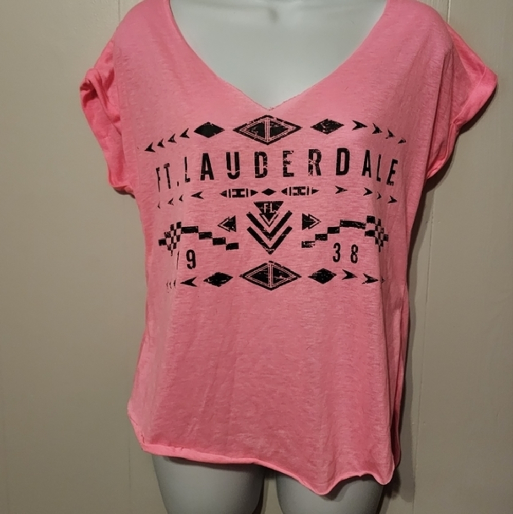 Ft Lauderdale Florida Shirt - Miami Style Pink Black‎ Small